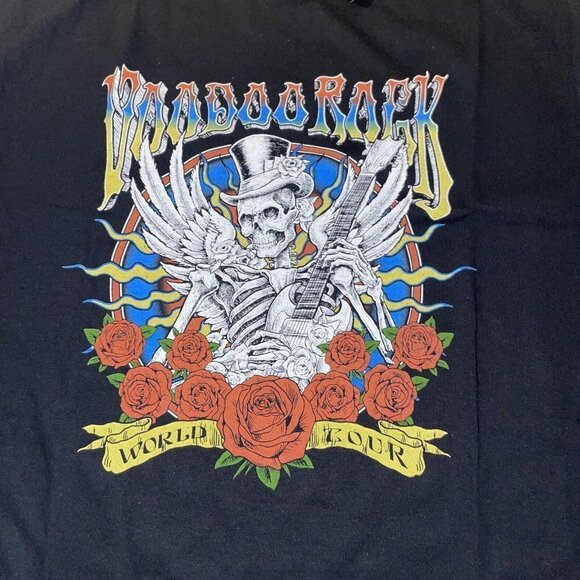 VOODOO ROCK WORLD TOUR black tshirt short sleeve Tee academia skeleton wings SM - Picture 2 of 3
